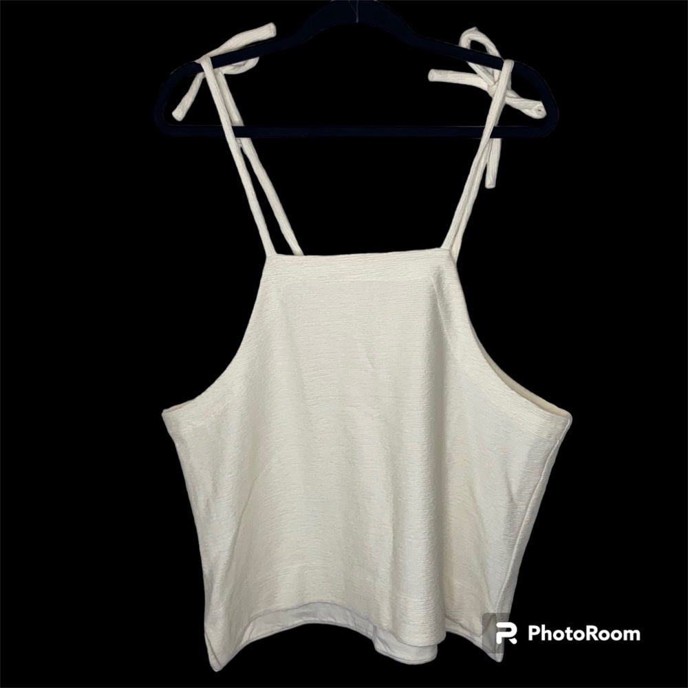 Madewell Tank Top Women’s 2XL CREAM COLOR Cotton Texture & Thread Tie Shoulder